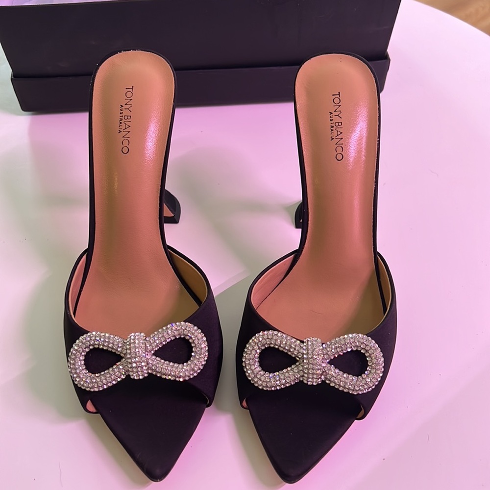 Tony Bianco Black Satin Heels - Never Worn